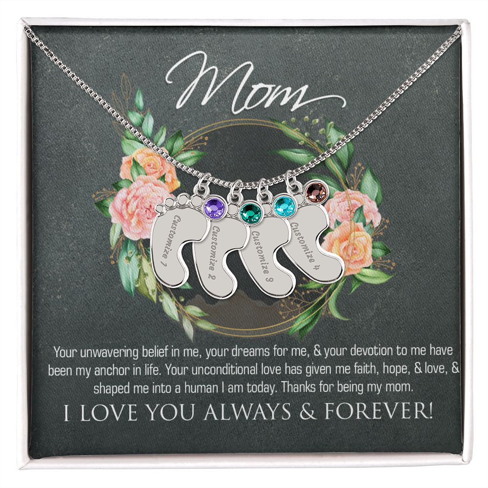 Necklace for mom, baby foot.