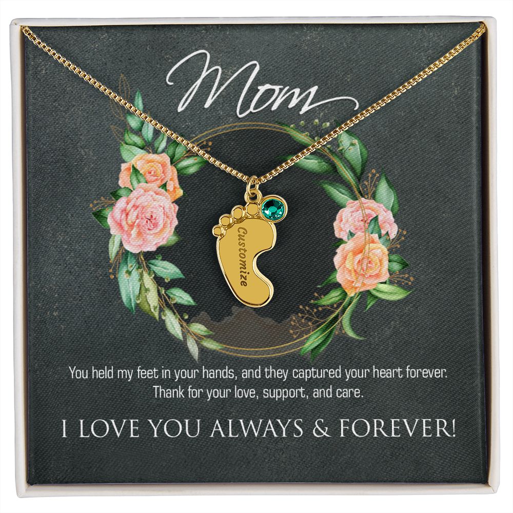 Necklace for mom, baby foot.