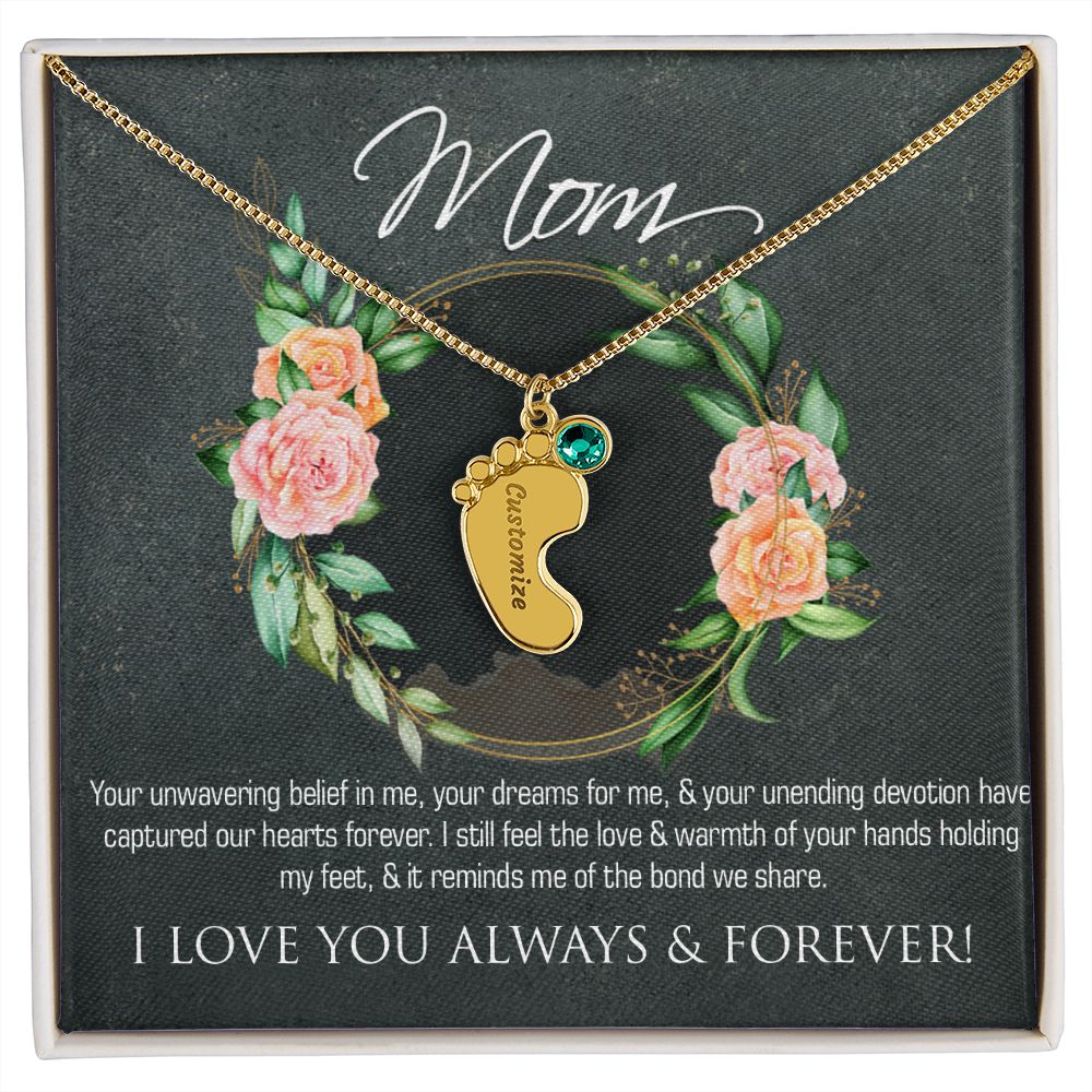 Necklace for mom, baby foot.
