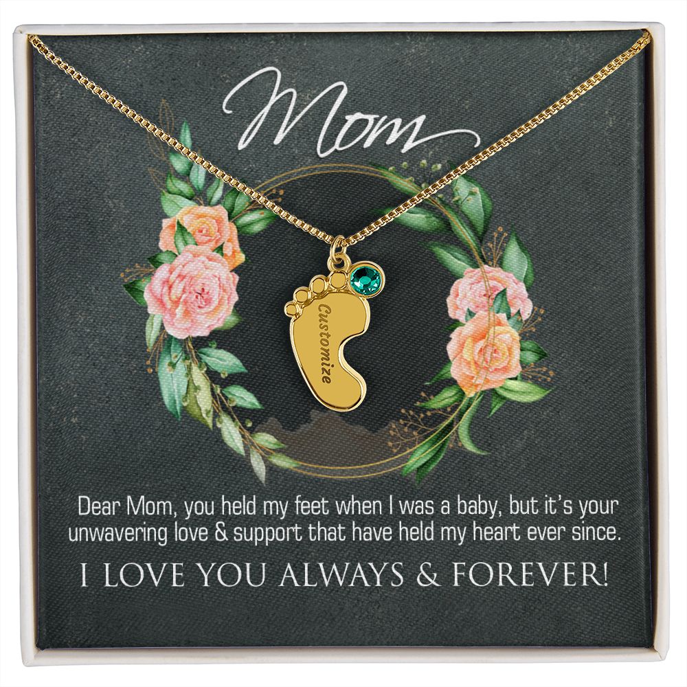Necklace for mom, baby foot.