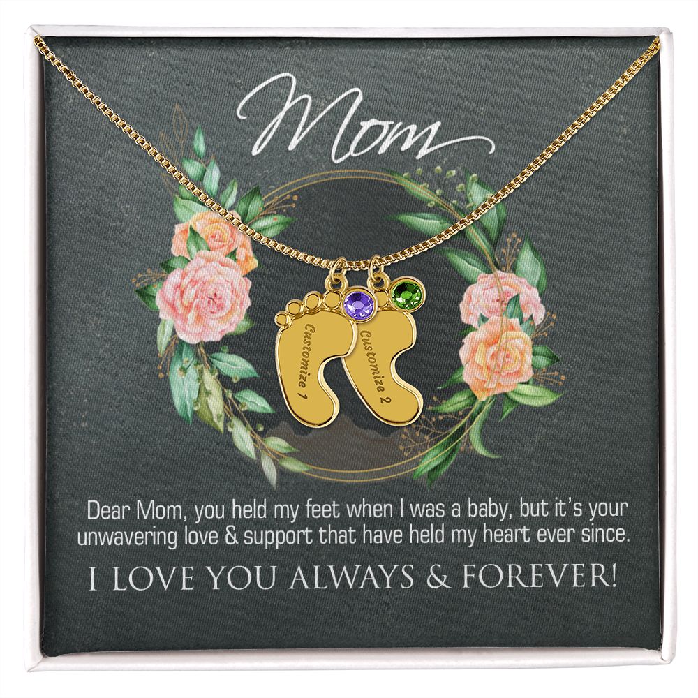 Necklace for mom, baby foot.