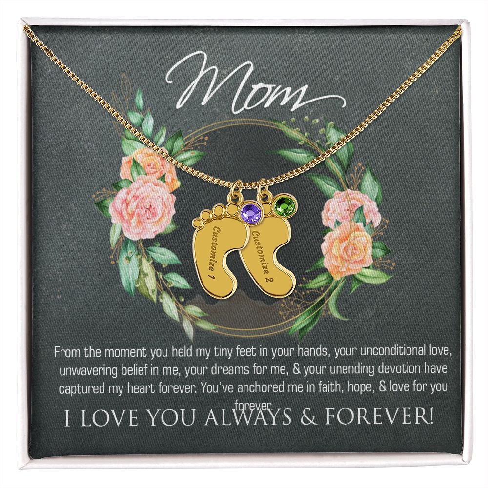 Necklace for mom, baby foot.