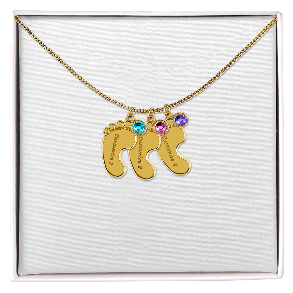Necklace for mom, baby foot.