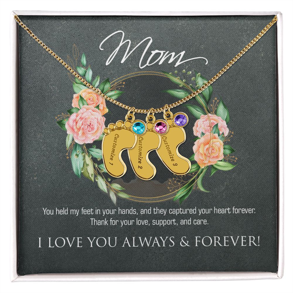 Necklace for mom, baby foot.