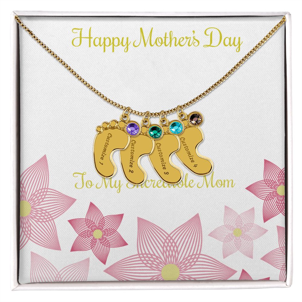 Engraved Baby Name Mother's Day Gift Necklace With Birthstone