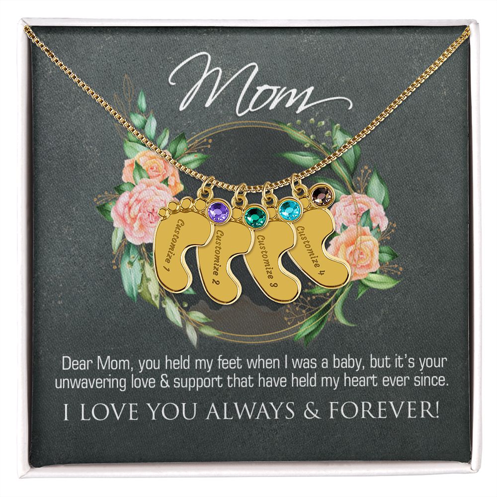 Necklace for mom, baby foot.