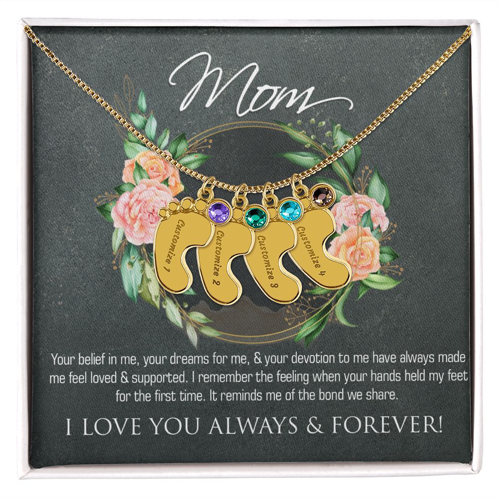 Necklace for mom, baby foot.