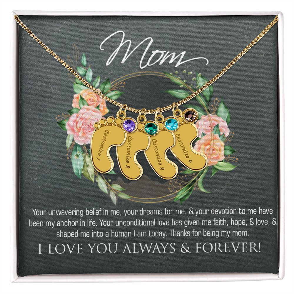 Necklace for mom, baby foot.