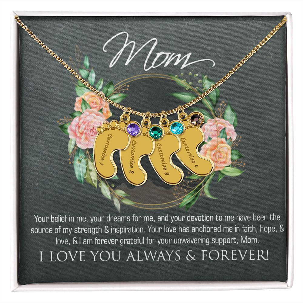 Necklace for mom, baby foot.