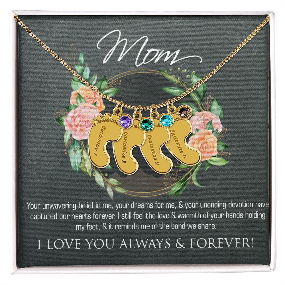 Necklace for mom, baby foot.