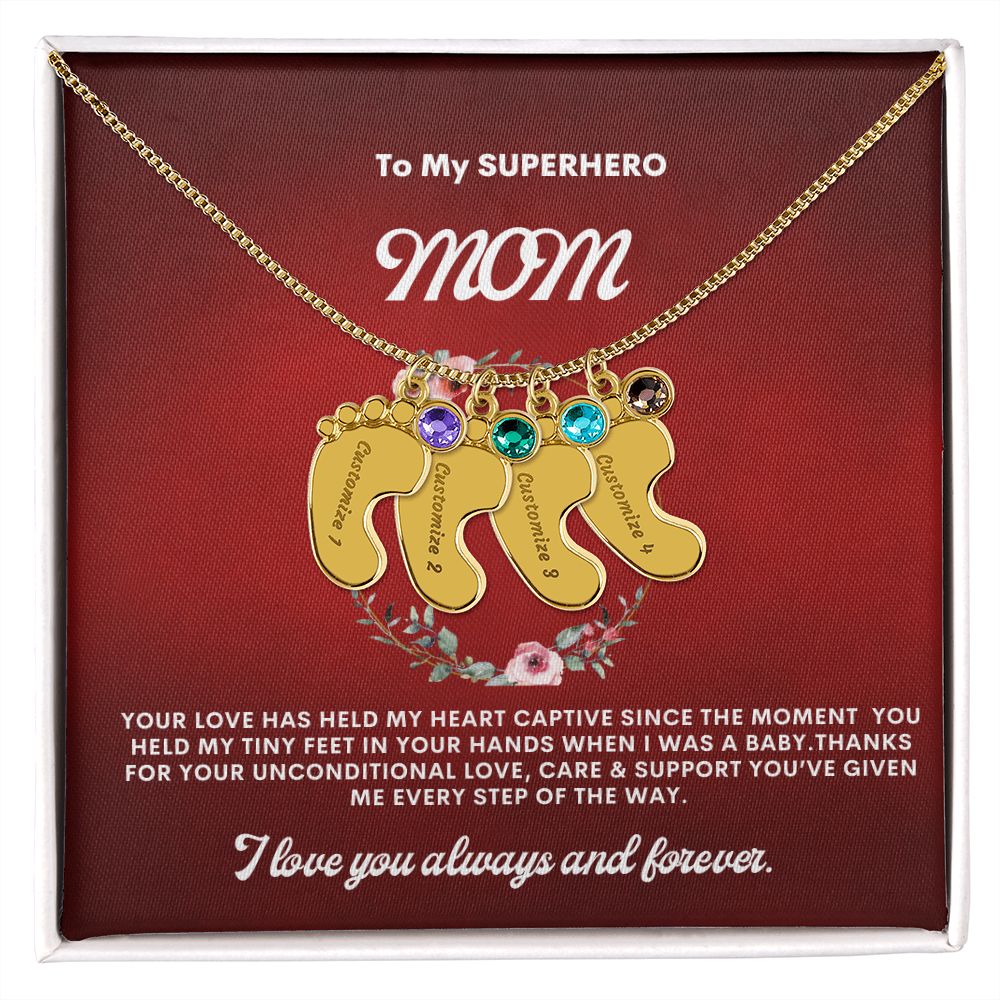 Necklace for Mom, Baby Foot.