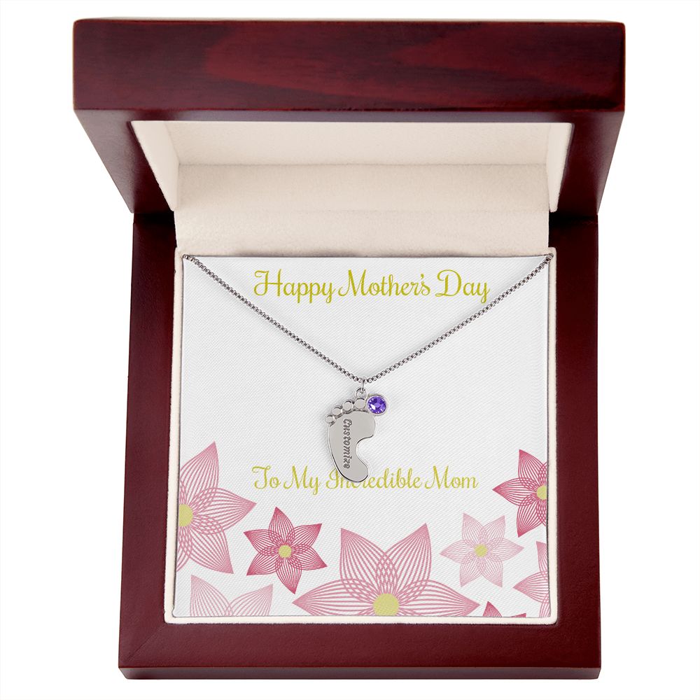 Engraved Baby Name Mother's Day Gift Necklace With Birthstone