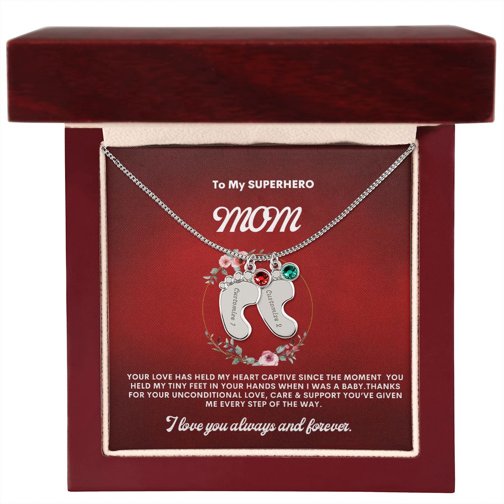 Necklace for Mom, Baby Foot.
