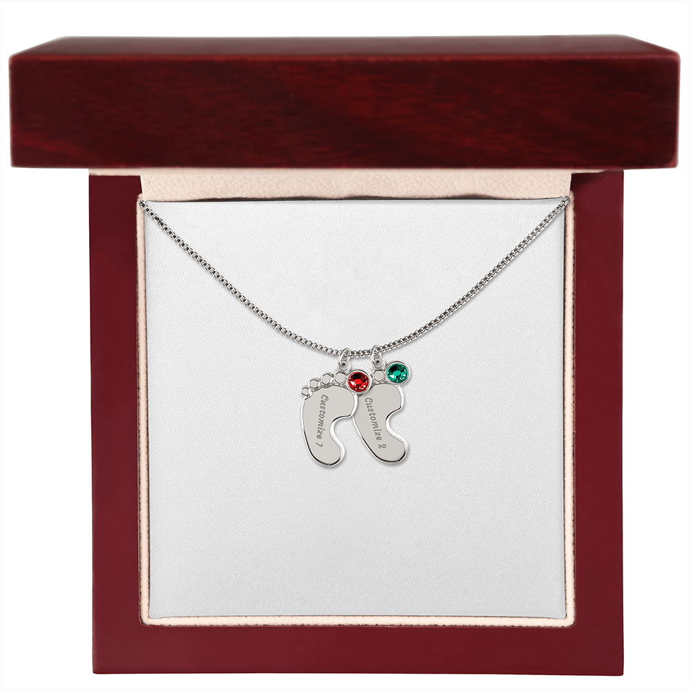 Necklace for mom, baby foot.