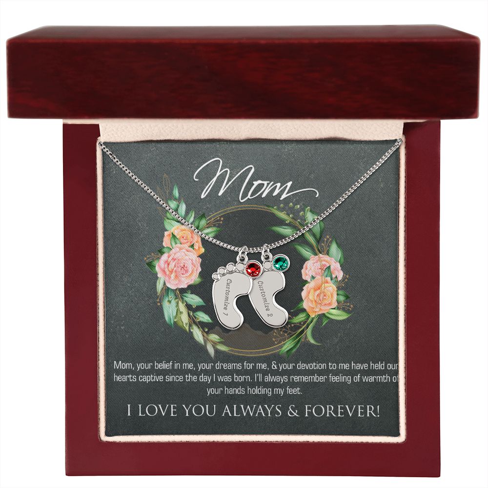 Necklace for mom, baby foot.