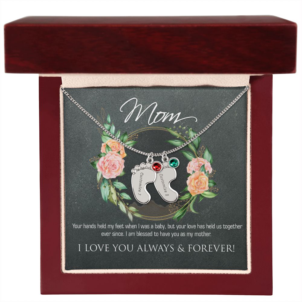 Necklace for mom, baby foot.