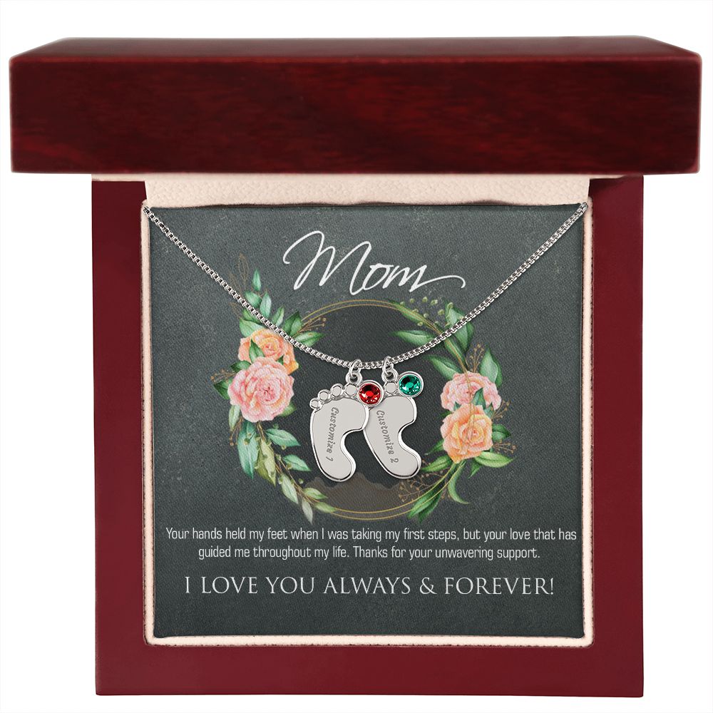 Necklace for mom, baby foot.