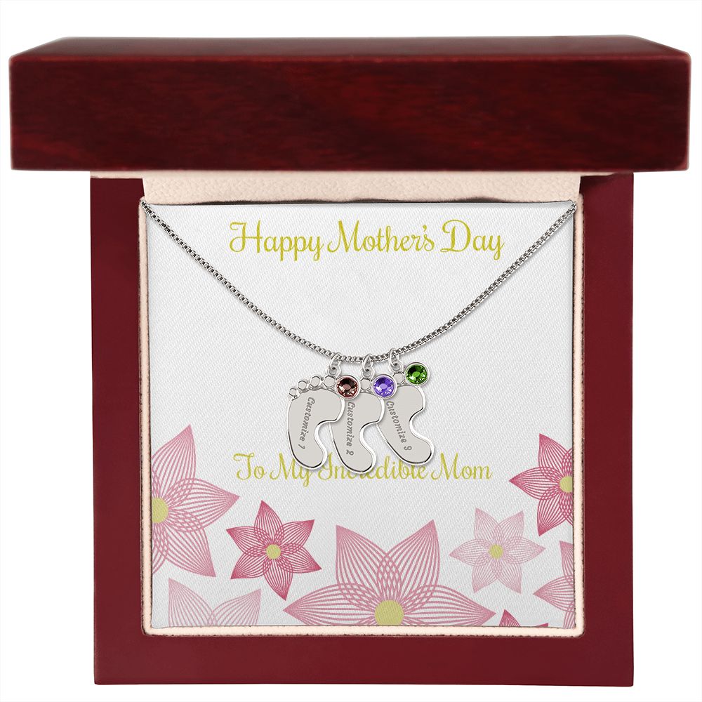 Engraved Baby Name Mother's Day Gift Necklace With Birthstone