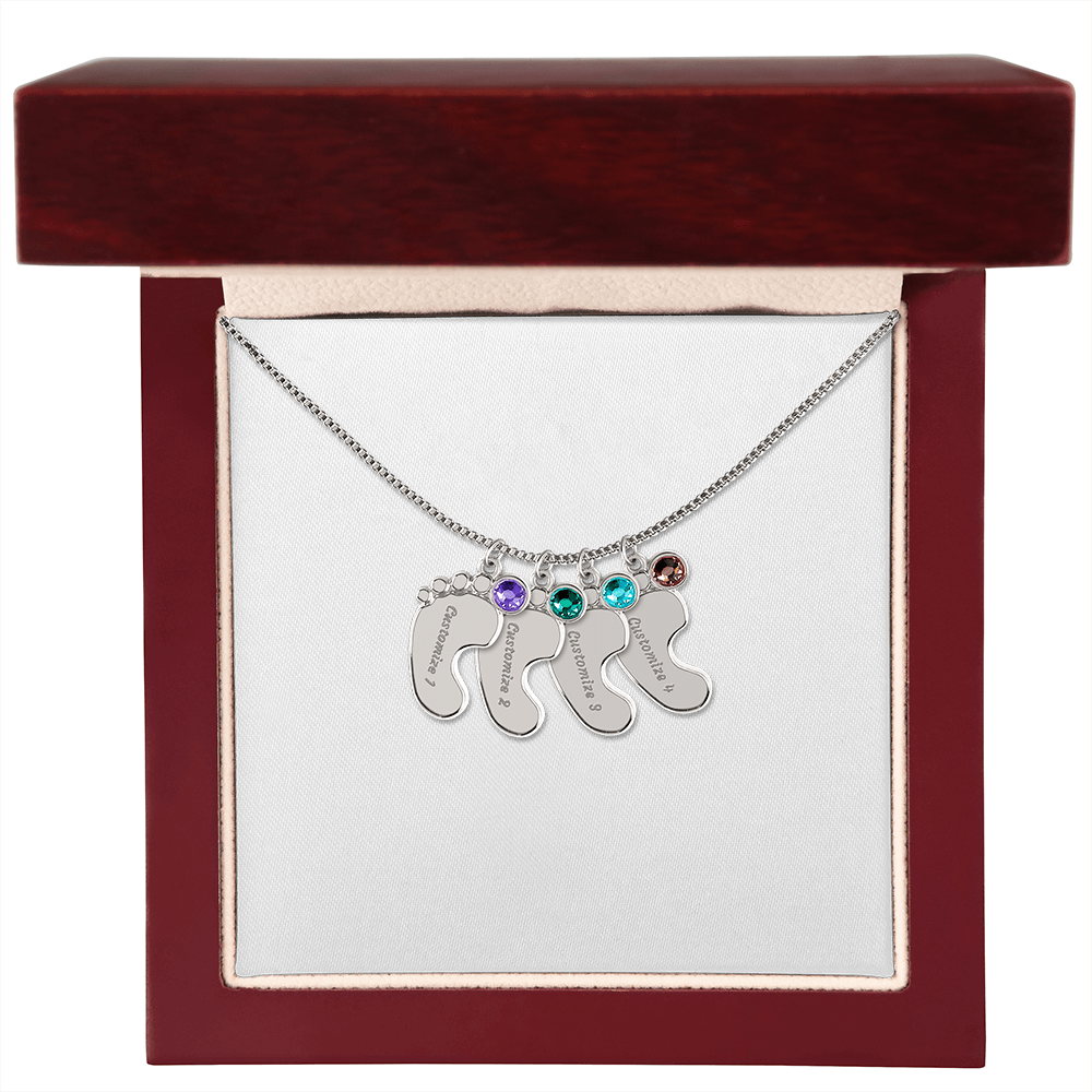Necklace for mom, baby foot.