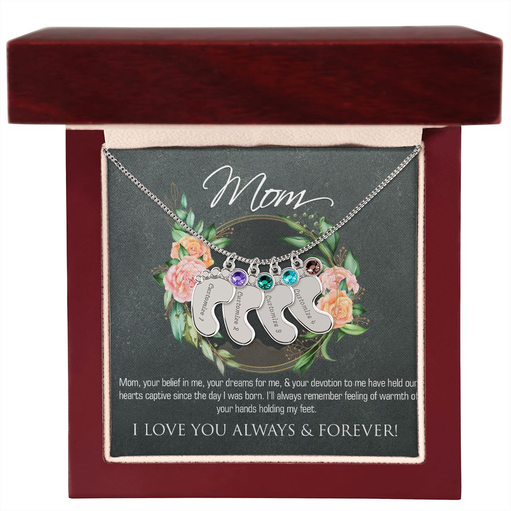 Necklace for mom, baby foot.