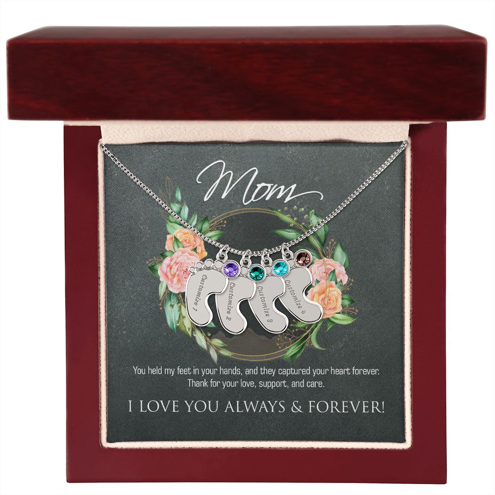 Necklace for mom, baby foot.