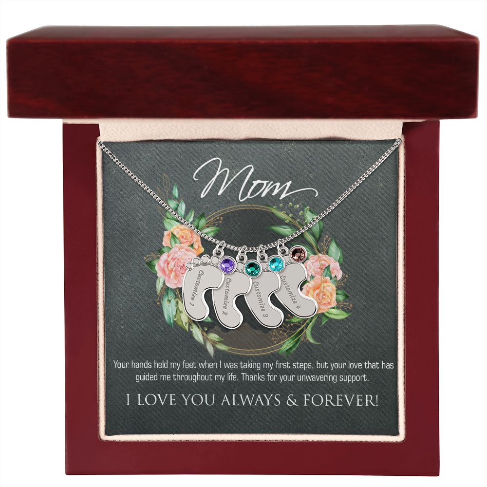 Necklace for mom, baby foot.