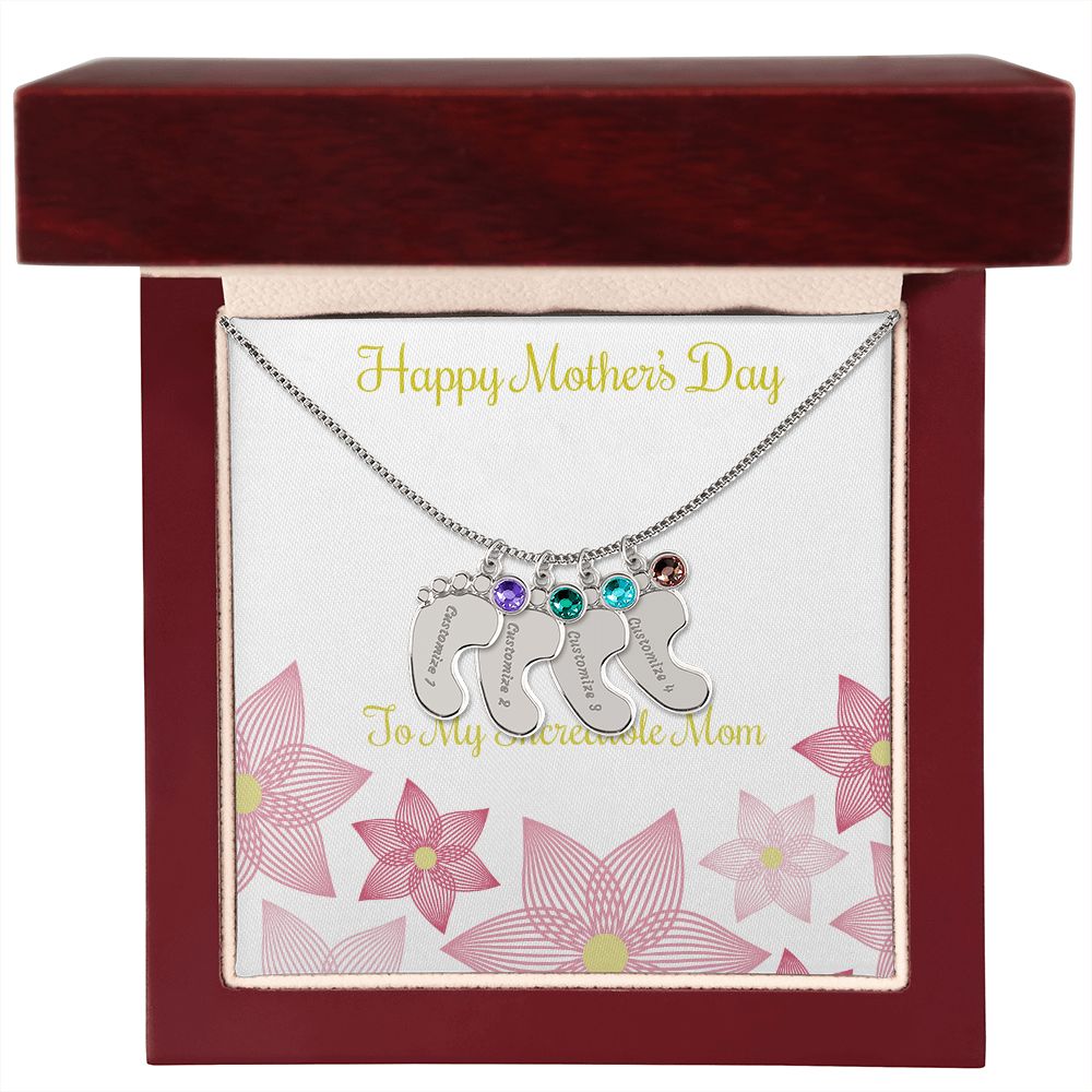 Engraved Baby Name Mother's Day Gift Necklace With Birthstone