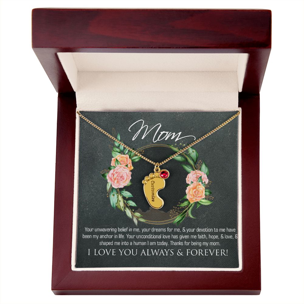 Necklace for mom, baby foot.