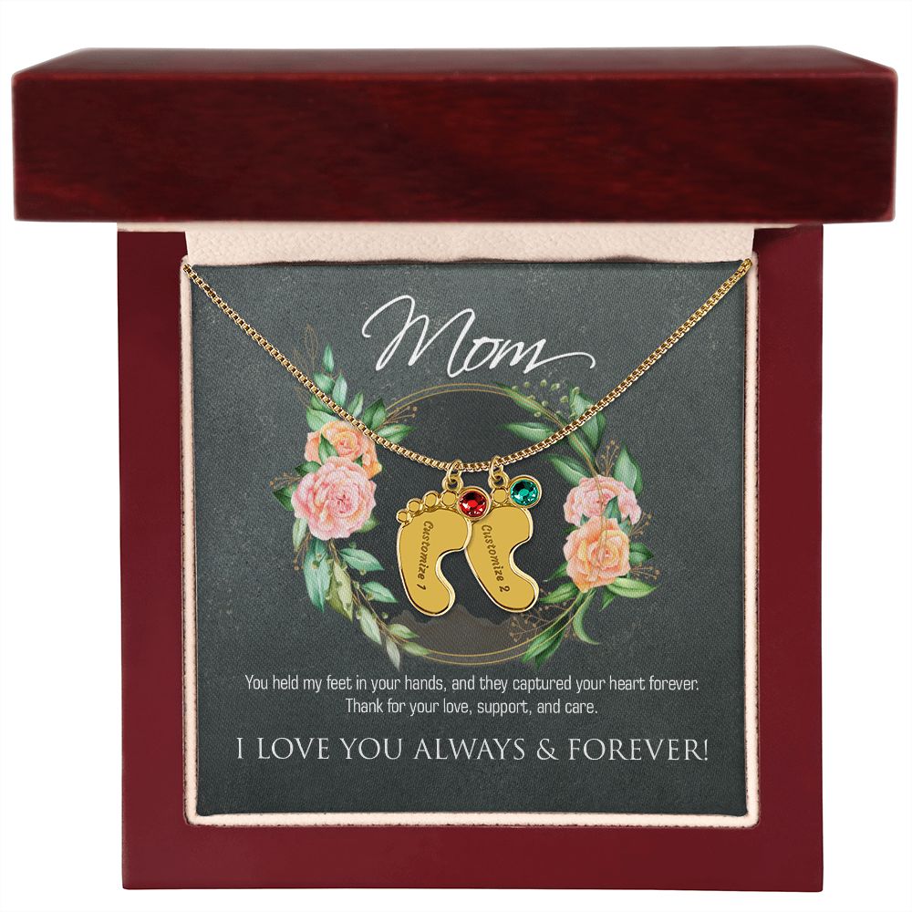Necklace for mom, baby foot.
