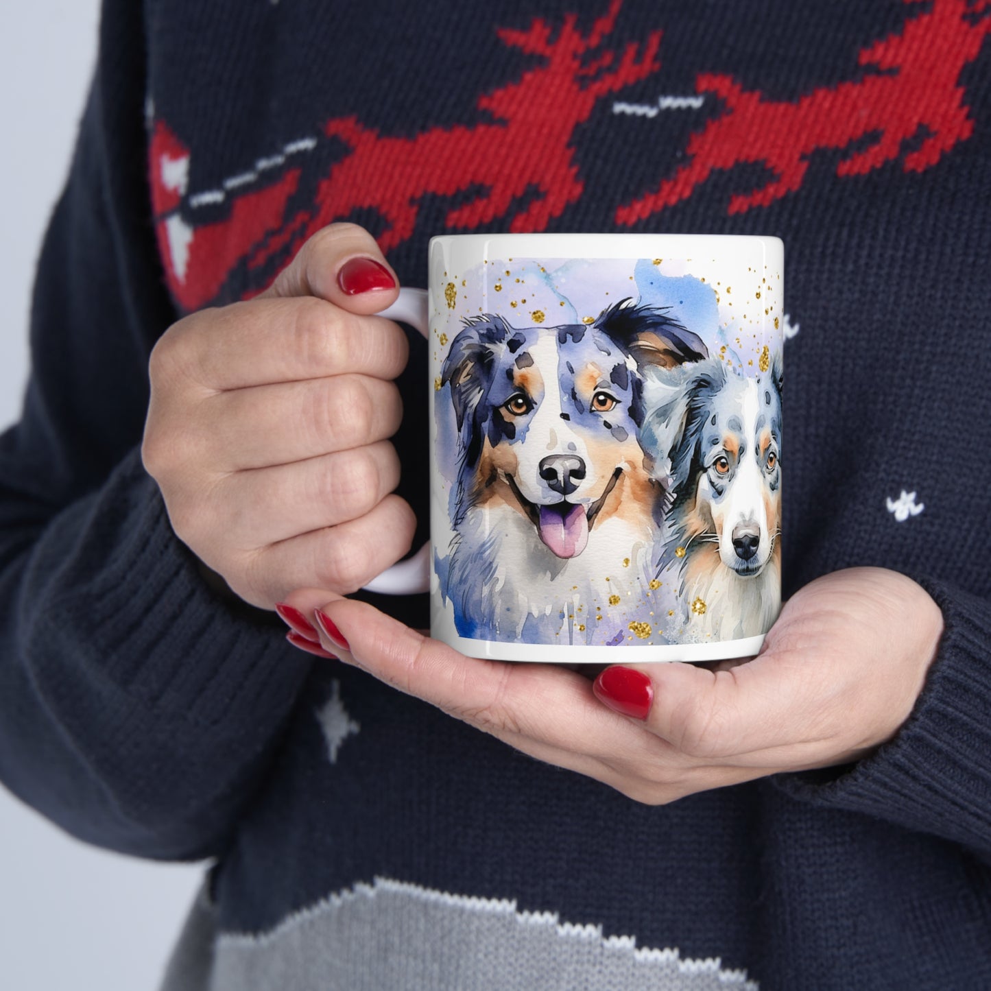 Ceramic Mug 11oz Accent Coffee Mug, for an Aussie dog lover for mom, grandma, girlfriend, grand daughter, dad, granddad, grand son.