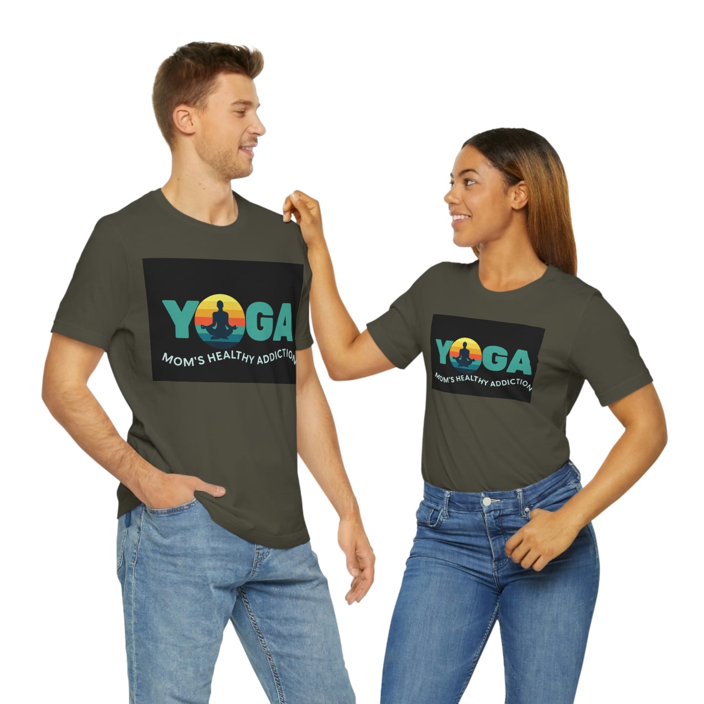 Unisex Jersey Short Sleeve Tee for a yoga loving mom, grandma, daughter, dad, granddad or son,