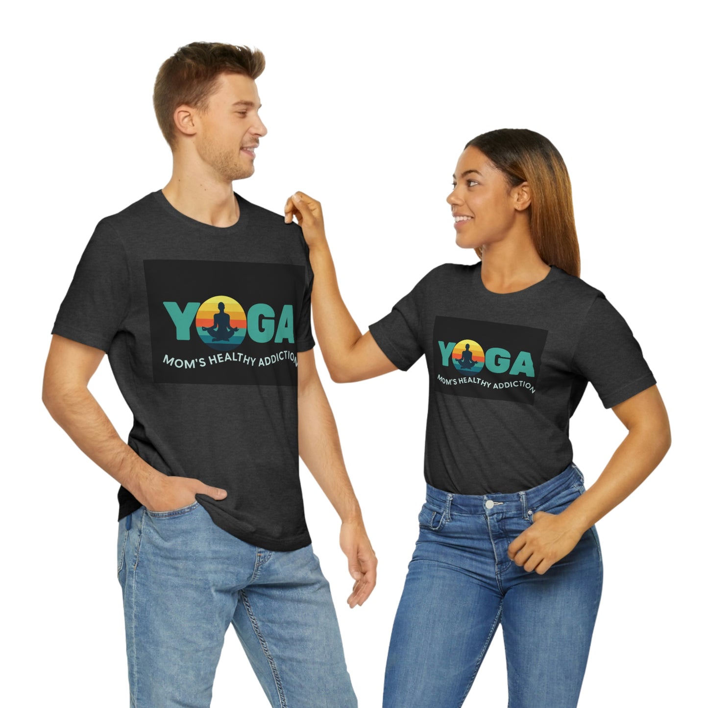 Unisex Jersey Short Sleeve Tee for a yoga loving mom, grandma, daughter, dad, granddad or son,