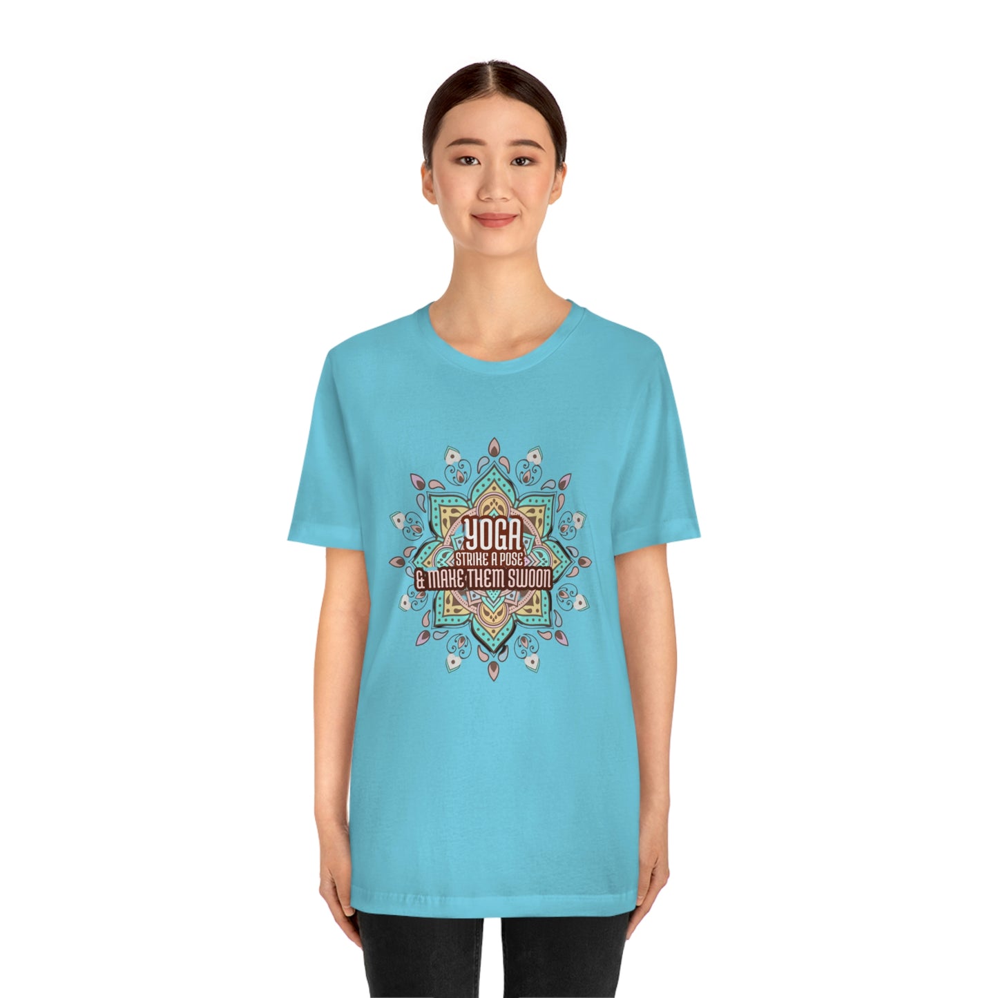 Unisex Jersey Short Sleeve Tee for a yoga loving mom, grandma, daughter, dad, granddad or son,