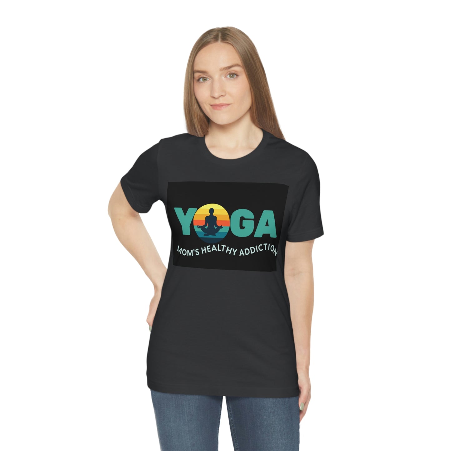 Unisex Jersey Short Sleeve Tee for a yoga loving mom, grandma, daughter, dad, granddad or son,