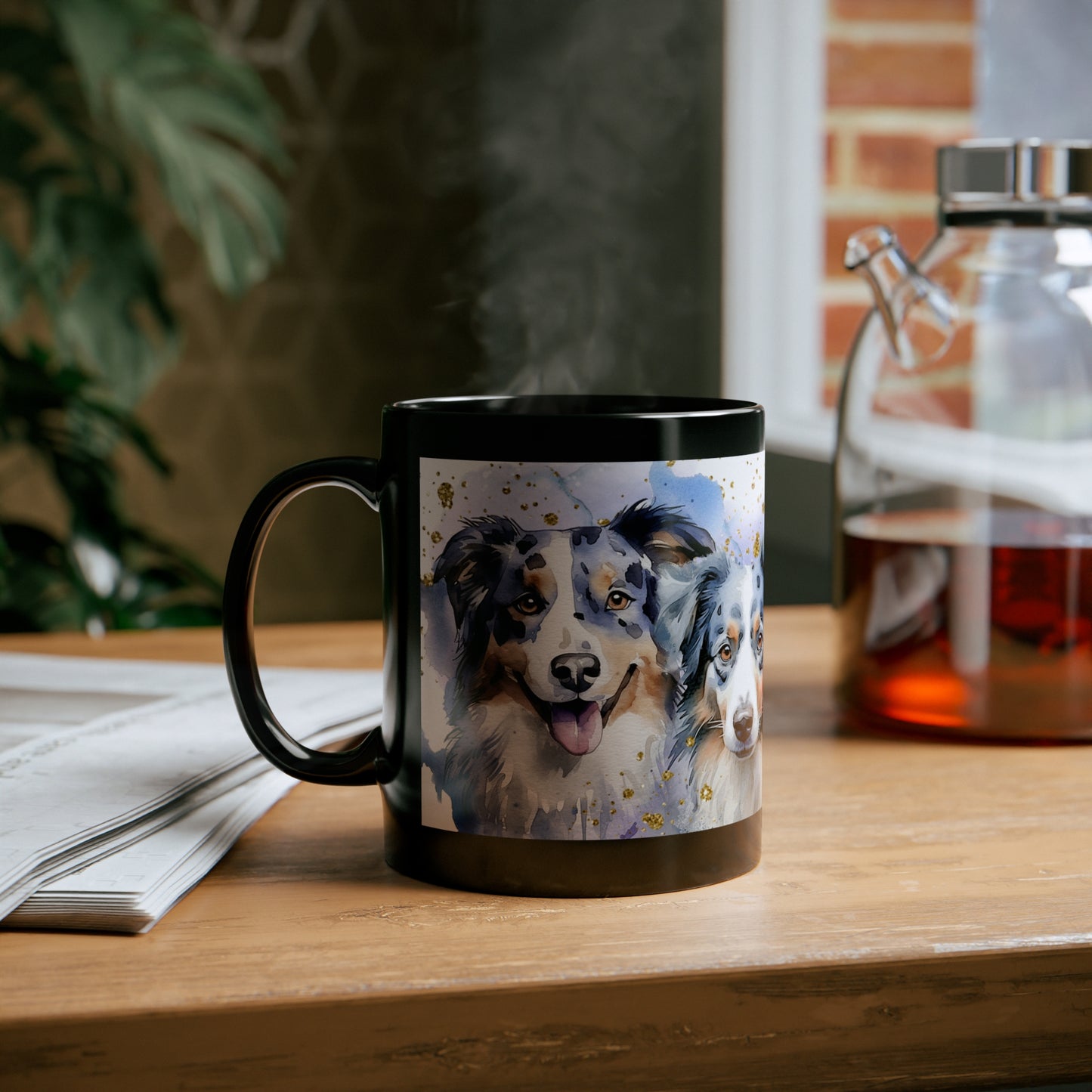 11oz Black Mug Products Color-Changing Mug, 11oz for aussie dogs: mom, grandma, daughter, dad, granddad, son, grandson / daughter.