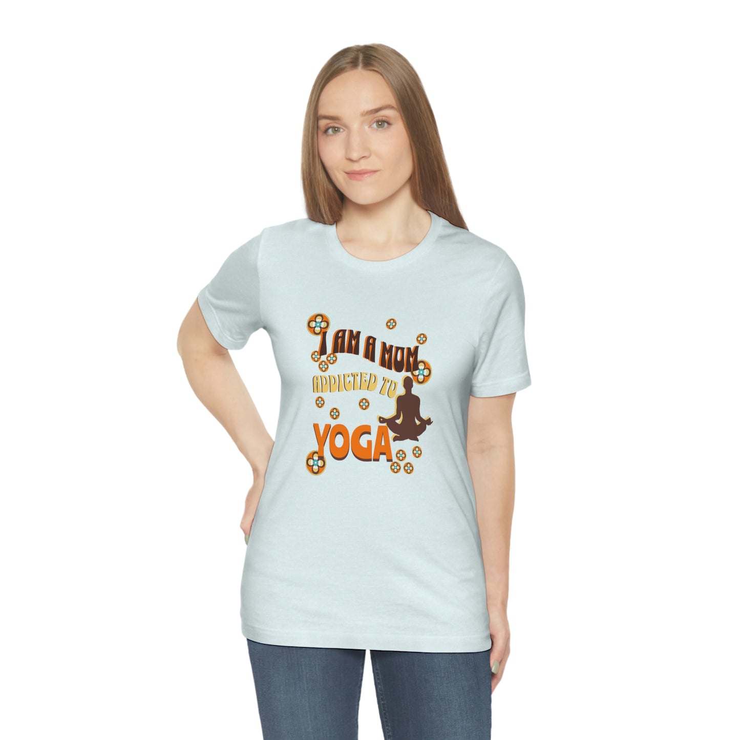 Unisex Jersey Short Sleeve Tee for a yoga loving mom, grandma, daughter, dad, granddad or son,