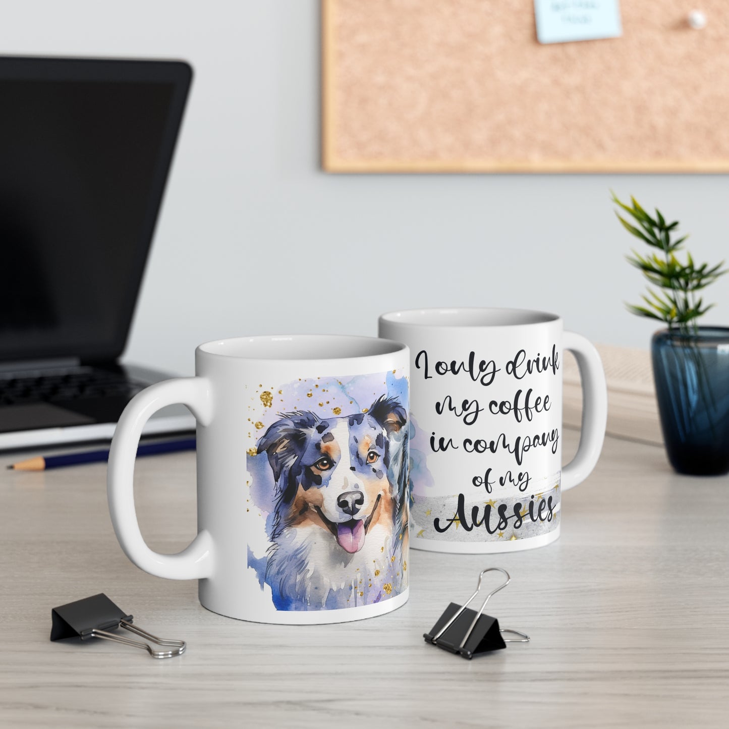 Ceramic Mug 11oz Accent Coffee Mug, for an Aussie dog lover for mom, grandma, girlfriend, grand daughter, dad, granddad, grand son.