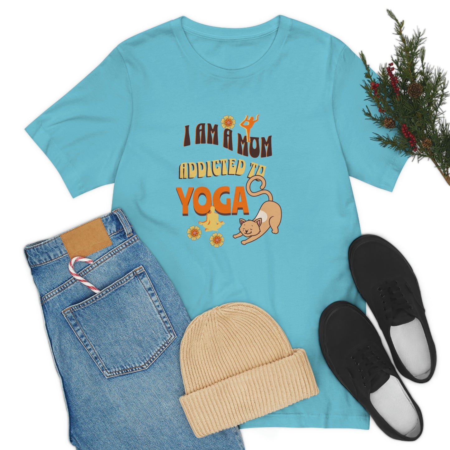 Unisex Jersey Short Sleeve Tee for a yoga loving mom, grandma, daughter, dad, granddad or son,