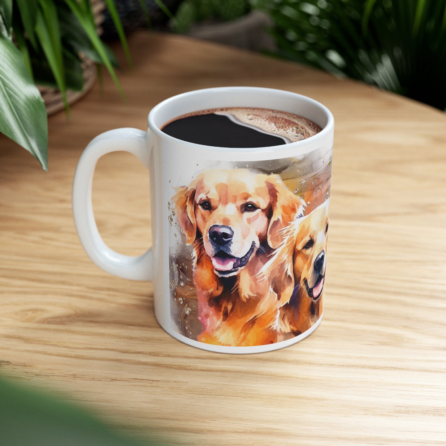 Ceramic Mug 11oz Accent Coffee Mug, 11oz for a Golden Retriever dog lover for mom, grandma, girlfriend, grand daughter, dad, granddad, grand son.