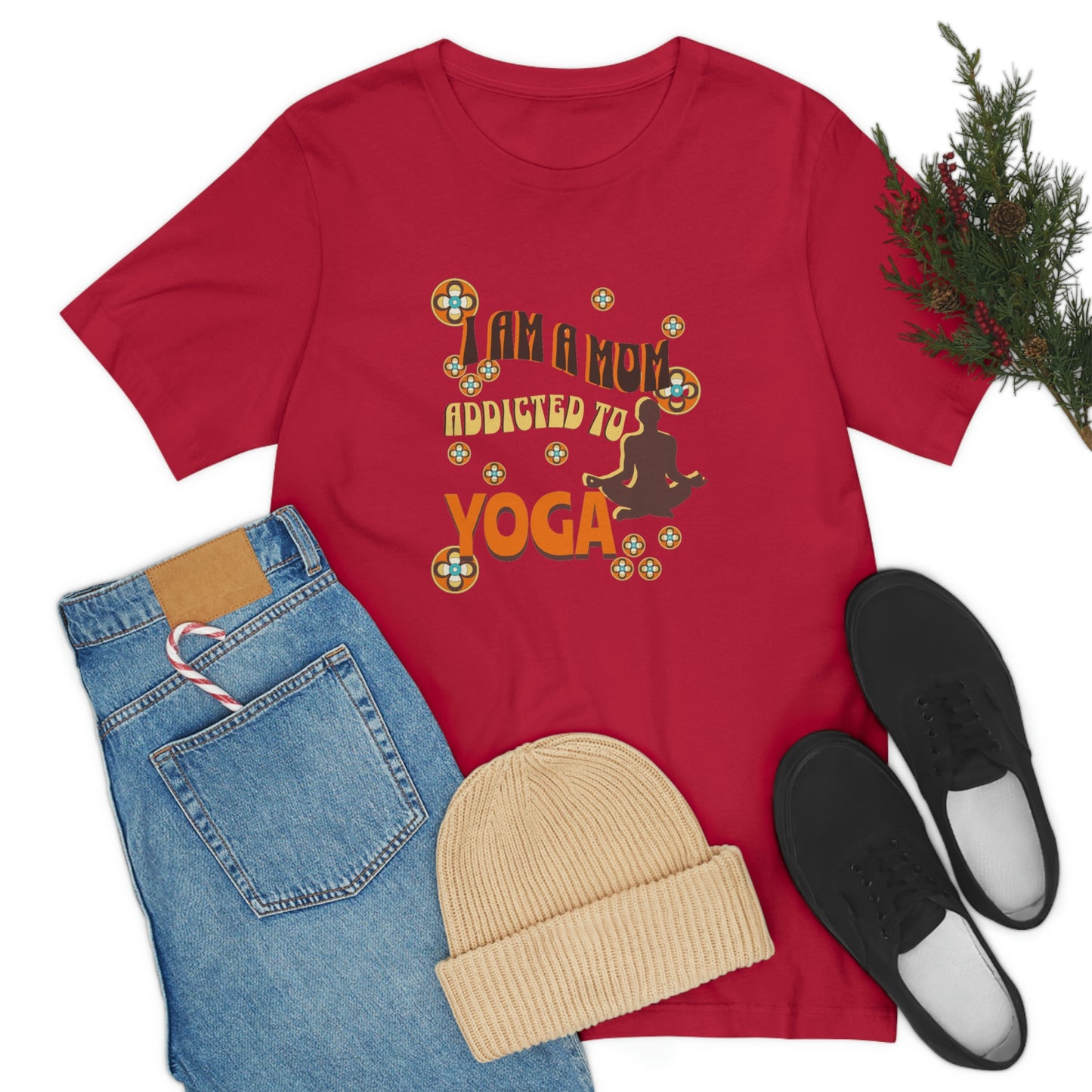 Unisex Jersey Short Sleeve Tee for a yoga loving mom, grandma, daughter, dad, granddad or son,