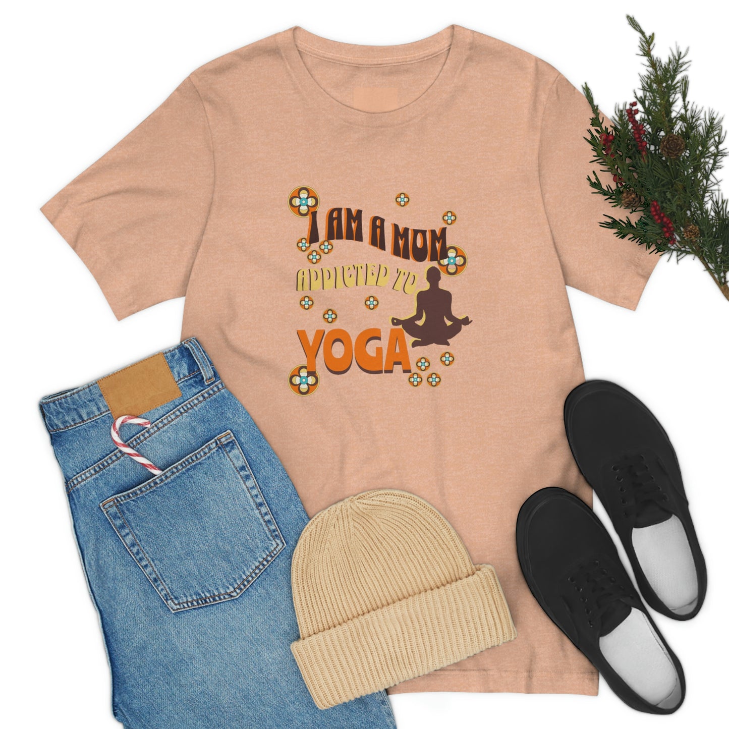 Unisex Jersey Short Sleeve Tee for a yoga loving mom, grandma, daughter, dad, granddad or son,